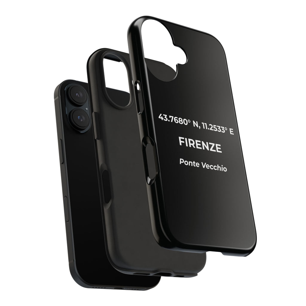 Cover Tough Firenze Originale "RADICI" | Custodia Protettiva con Coordinate, Idea Regalo per iPhone & Samsung