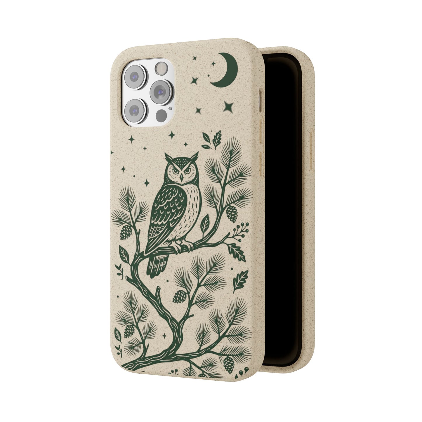 Cover Bio iphone Originale Gufo "Foresta Notturna" - Custodia Eco in Bambù & PLA