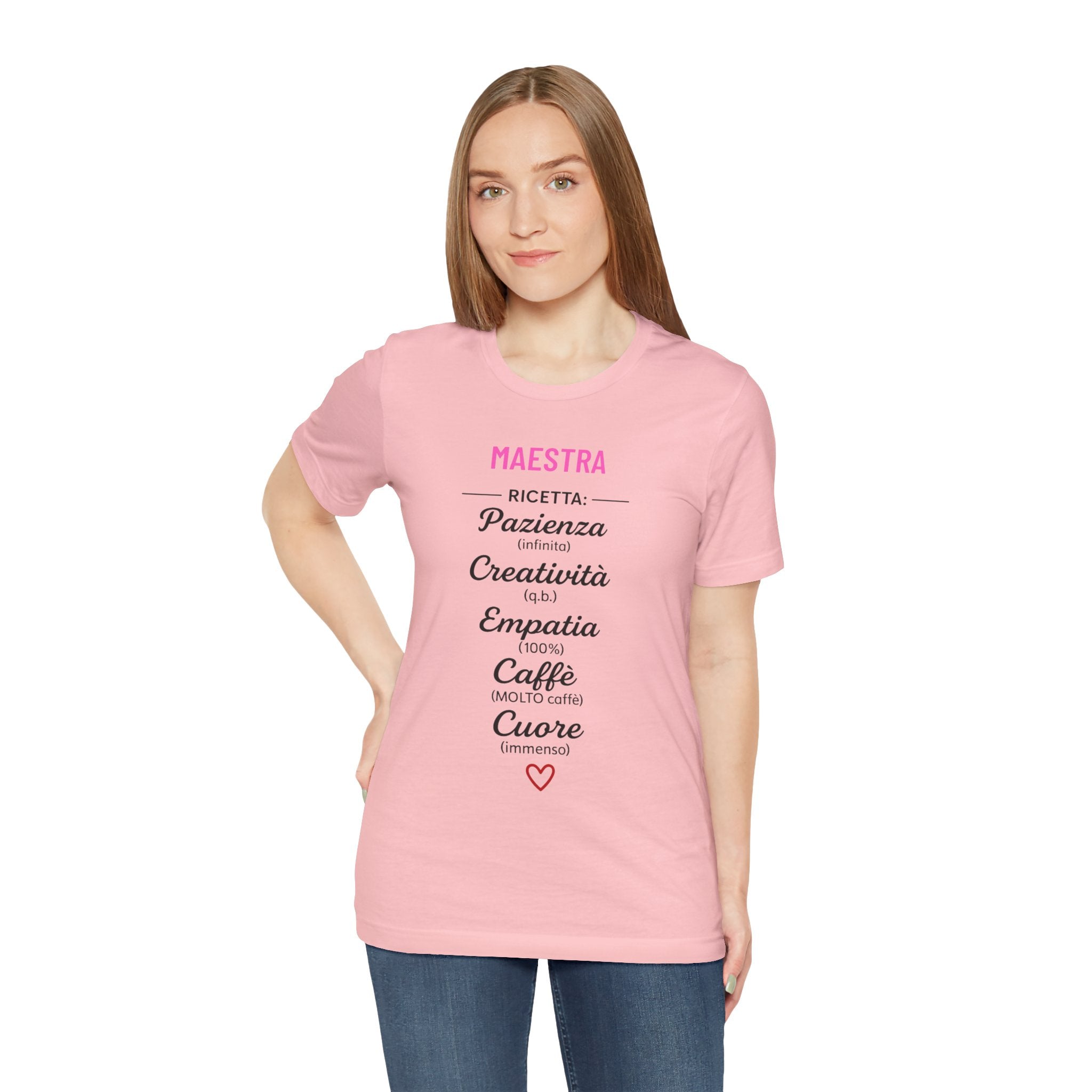 T-shirt rosa maglietta in cotone per Maestra design Originale idea regalo fine scuola e ringraziamento