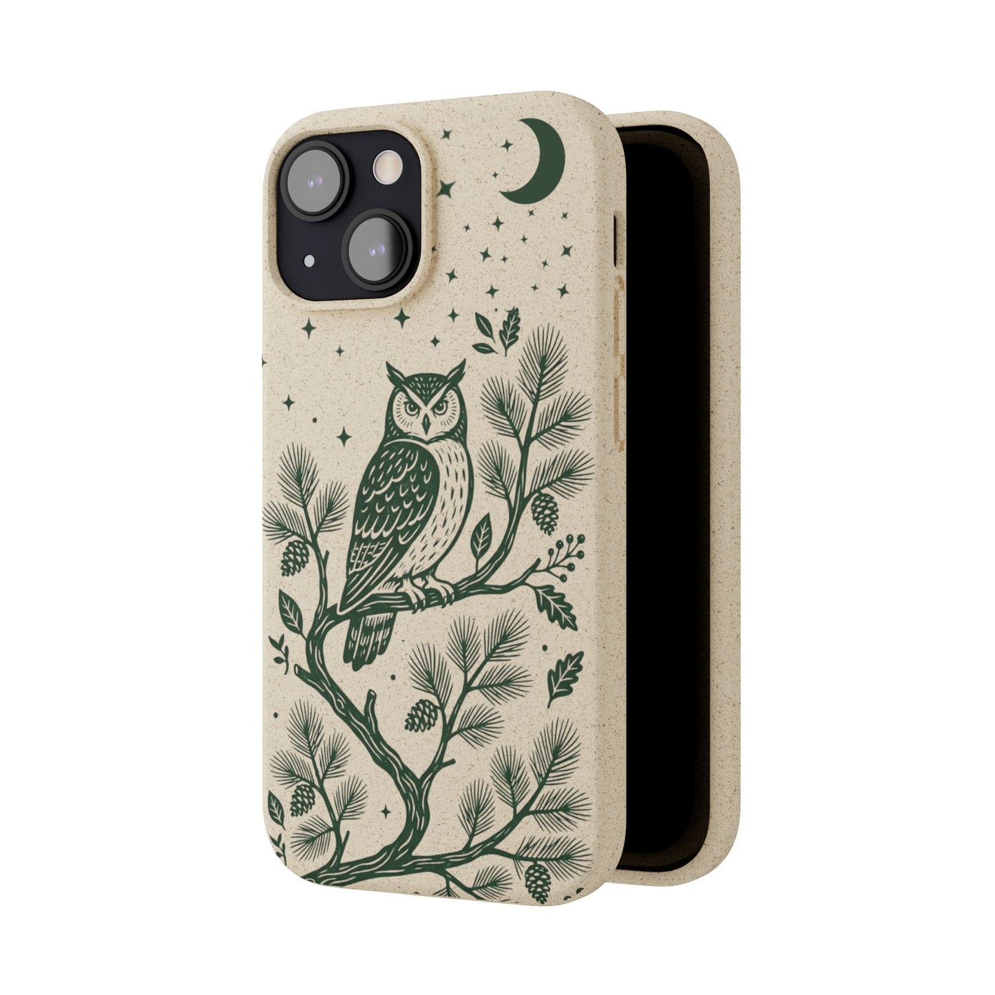 Cover Bio iphone Originale Gufo "Foresta Notturna" - Custodia Eco in Bambù & PLA
