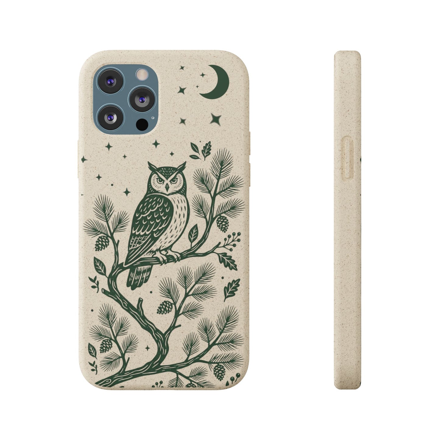 Cover Bio iphone Originale Gufo "Foresta Notturna" - Custodia Eco in Bambù & PLA