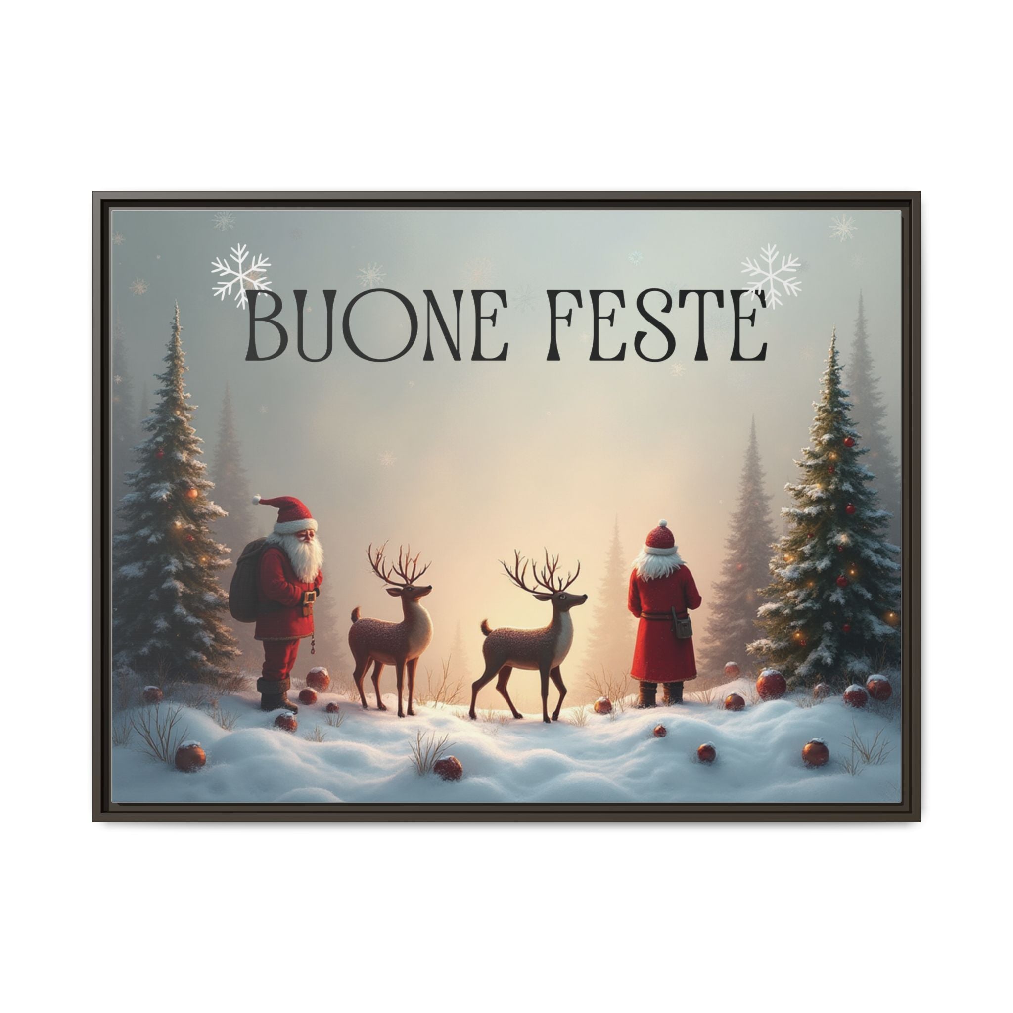 Quadro su Tela Natale Originale "Buone Feste" (Incorniciato)