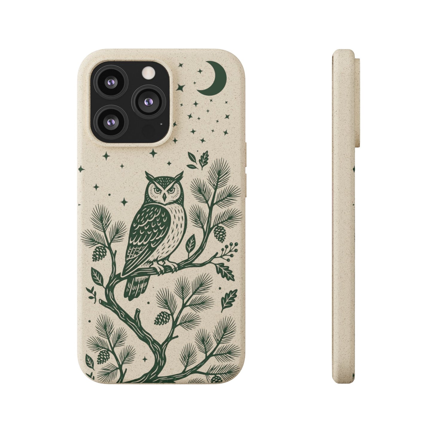 Cover Bio iphone Originale Gufo "Foresta Notturna" - Custodia Eco in Bambù & PLA