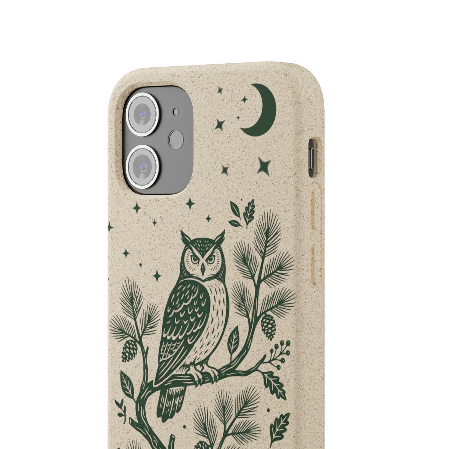 Cover Bio iphone Originale Gufo "Foresta Notturna" - Custodia Eco in Bambù & PLA