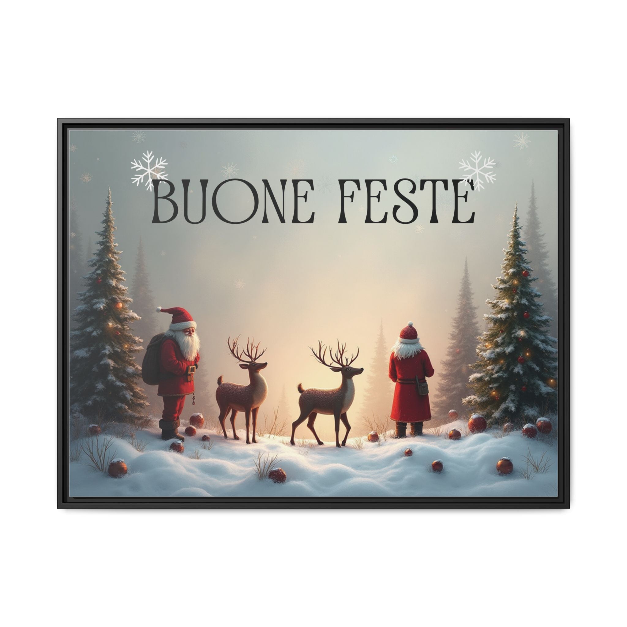 Quadro su Tela Natale Originale "Buone Feste" (Incorniciato)
