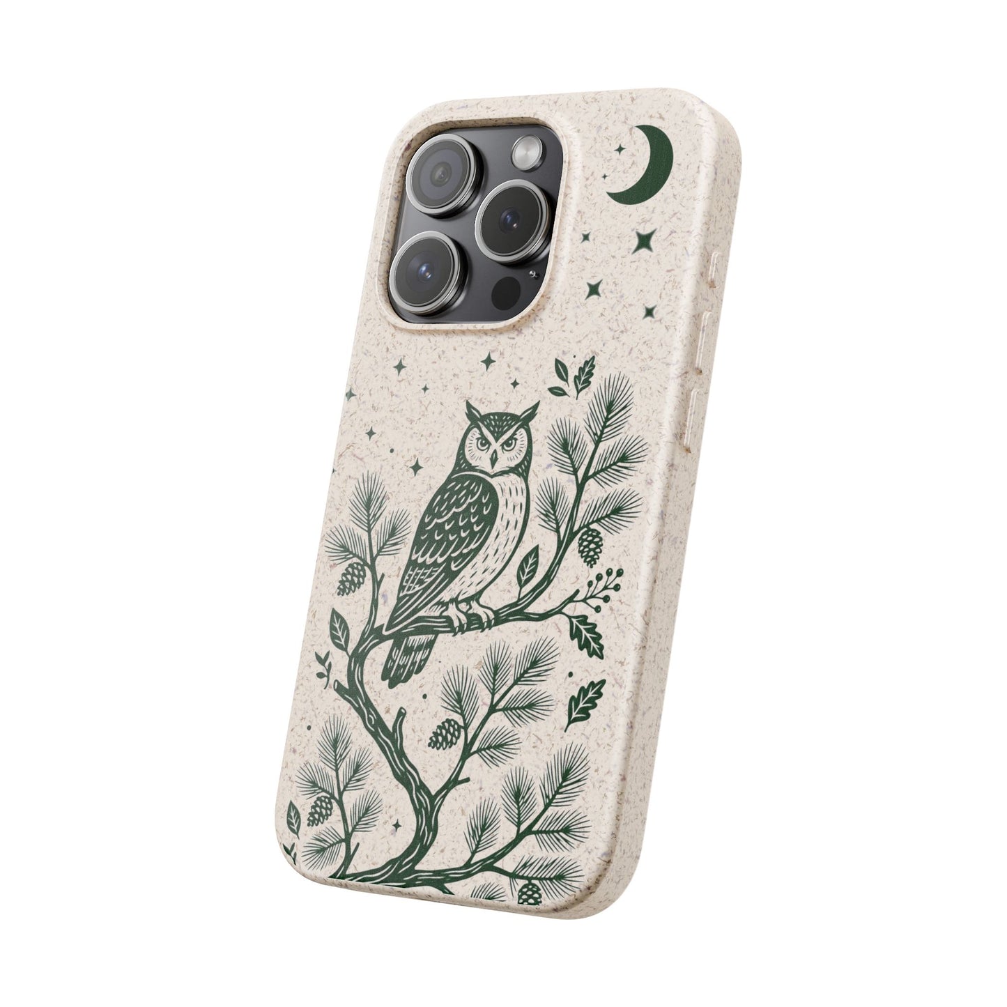 Cover Bio iphone Originale Gufo "Foresta Notturna" - Custodia Eco in Bambù & PLA