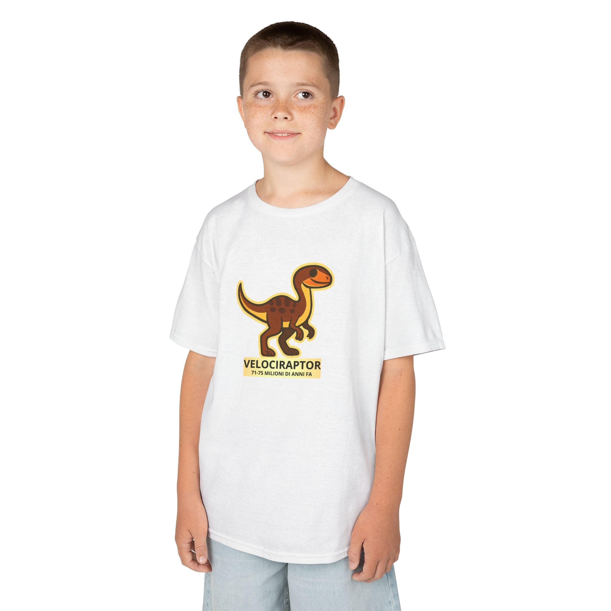 T-shirt Bambino Originale "Dino Velociraptor" | Maglietta Cotone Morbido
