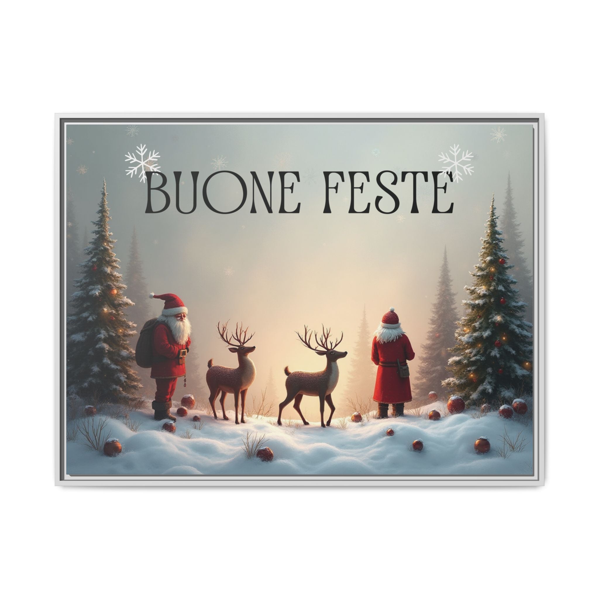 Quadro su Tela Natale Originale "Buone Feste" (Incorniciato)