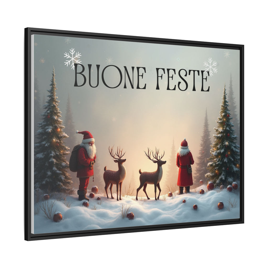 Quadro su Tela Natale Originale "Buone Feste" (Incorniciato)