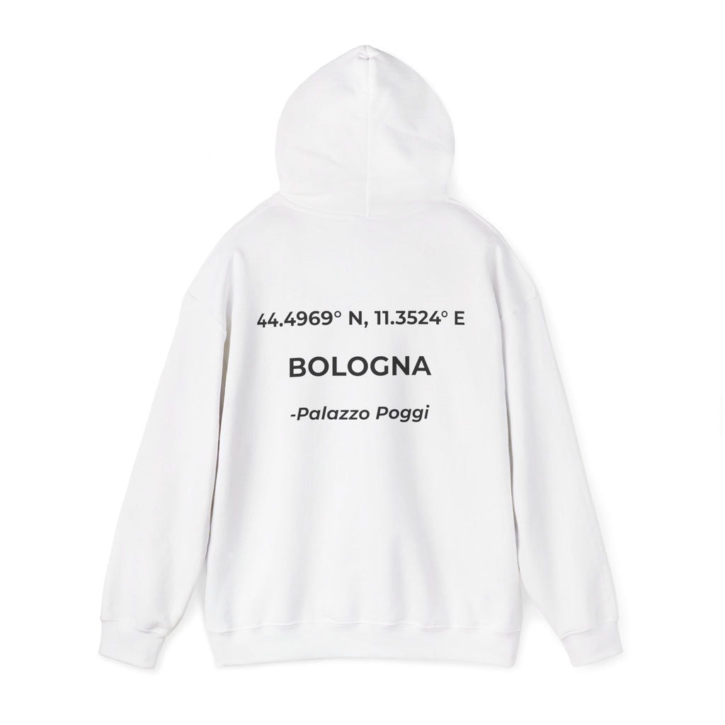 Felpa con Cappuccio Bologna Originale "RADICI" | Hoodie con Coordinate, Idea Regalo, Stile Urbano Uomo Donna