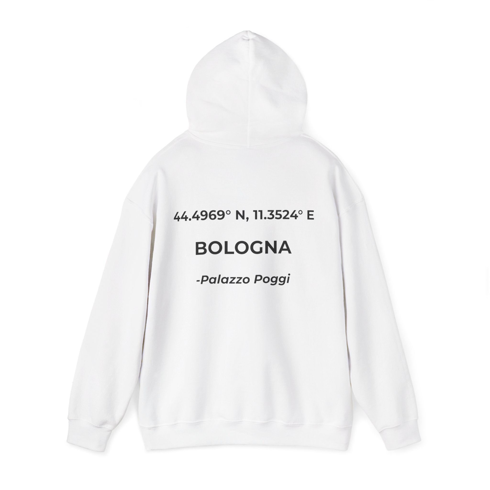 Felpa con Cappuccio Bologna Originale "RADICI" | Hoodie con Coordinate, Idea Regalo, Stile Urbano Uomo Donna