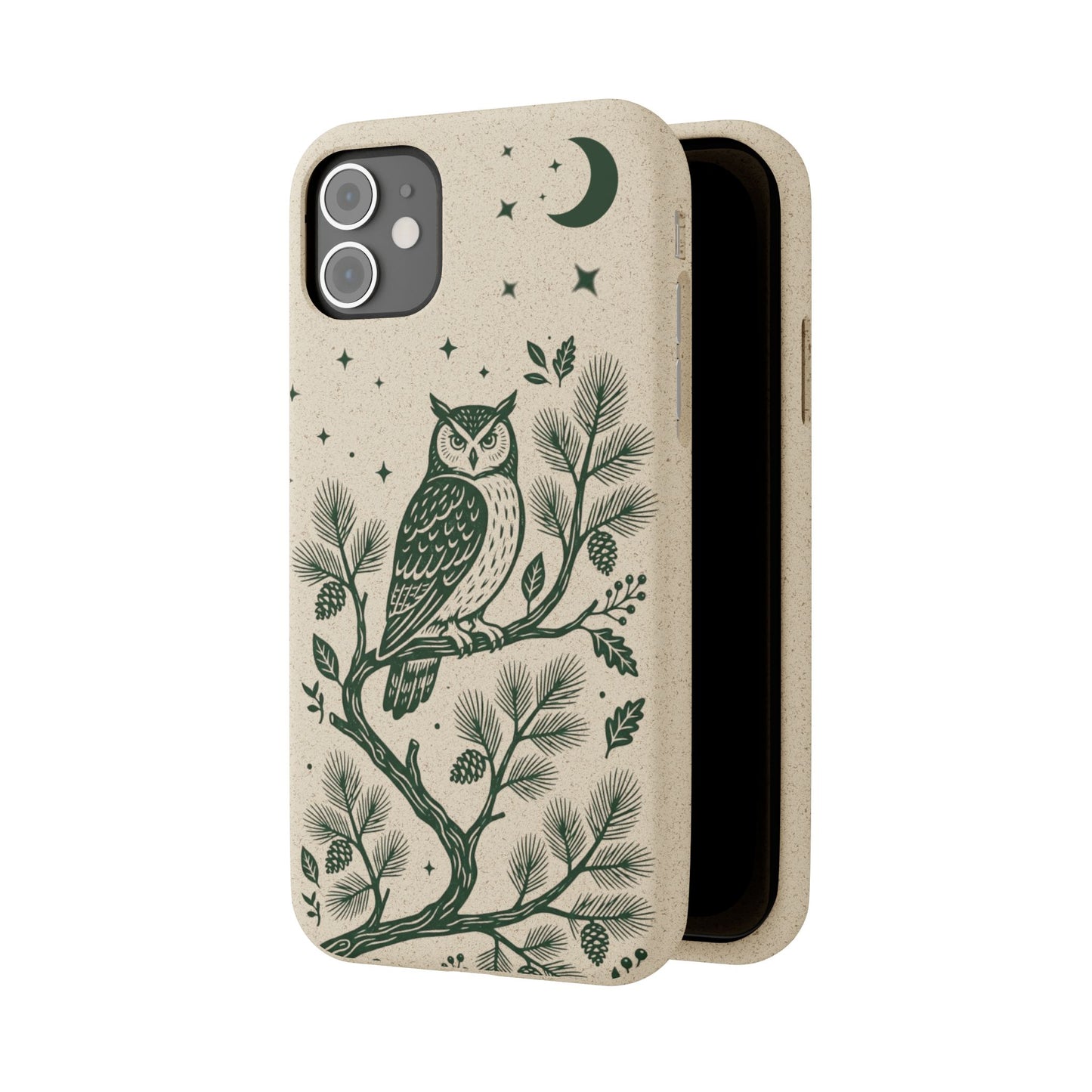 Cover Bio iphone Originale Gufo "Foresta Notturna" - Custodia Eco in Bambù & PLA