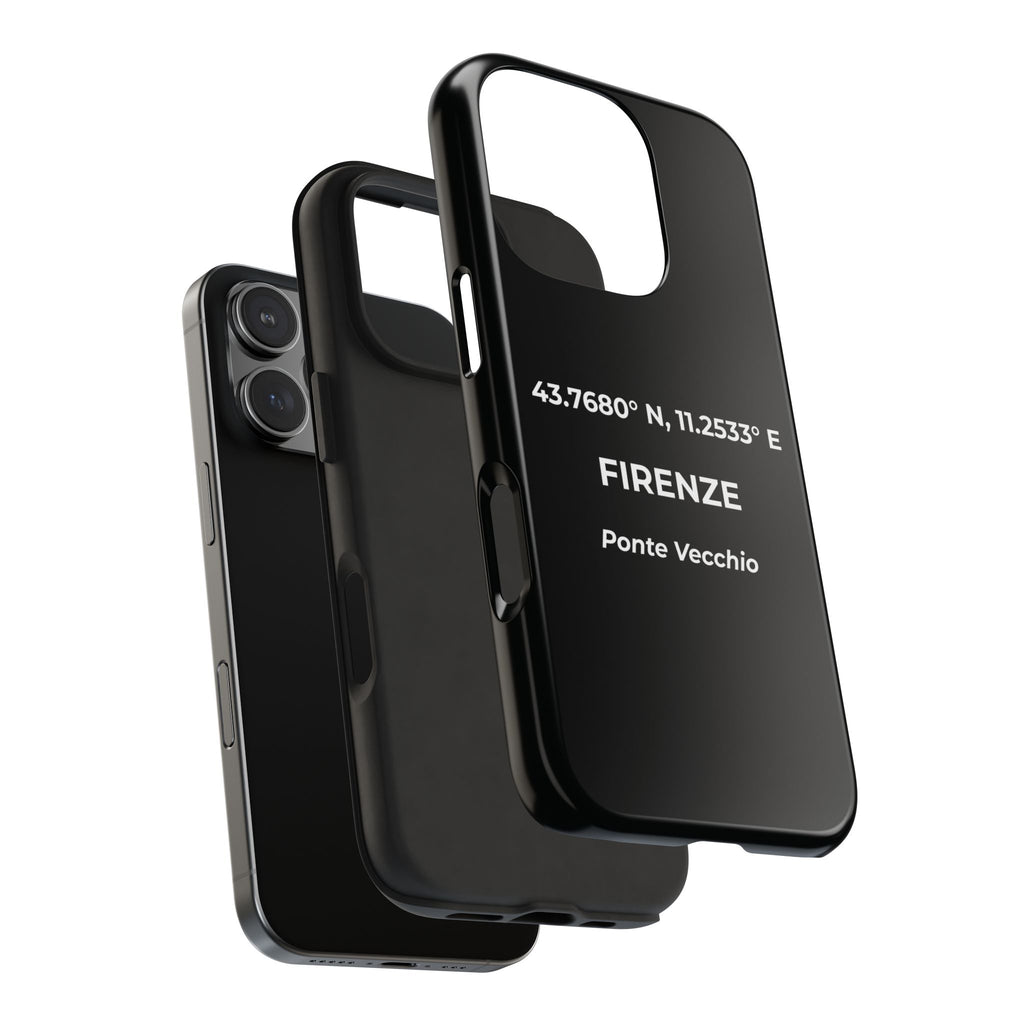 Cover Tough Firenze Originale "RADICI" | Custodia Protettiva con Coordinate, Idea Regalo per iPhone & Samsung