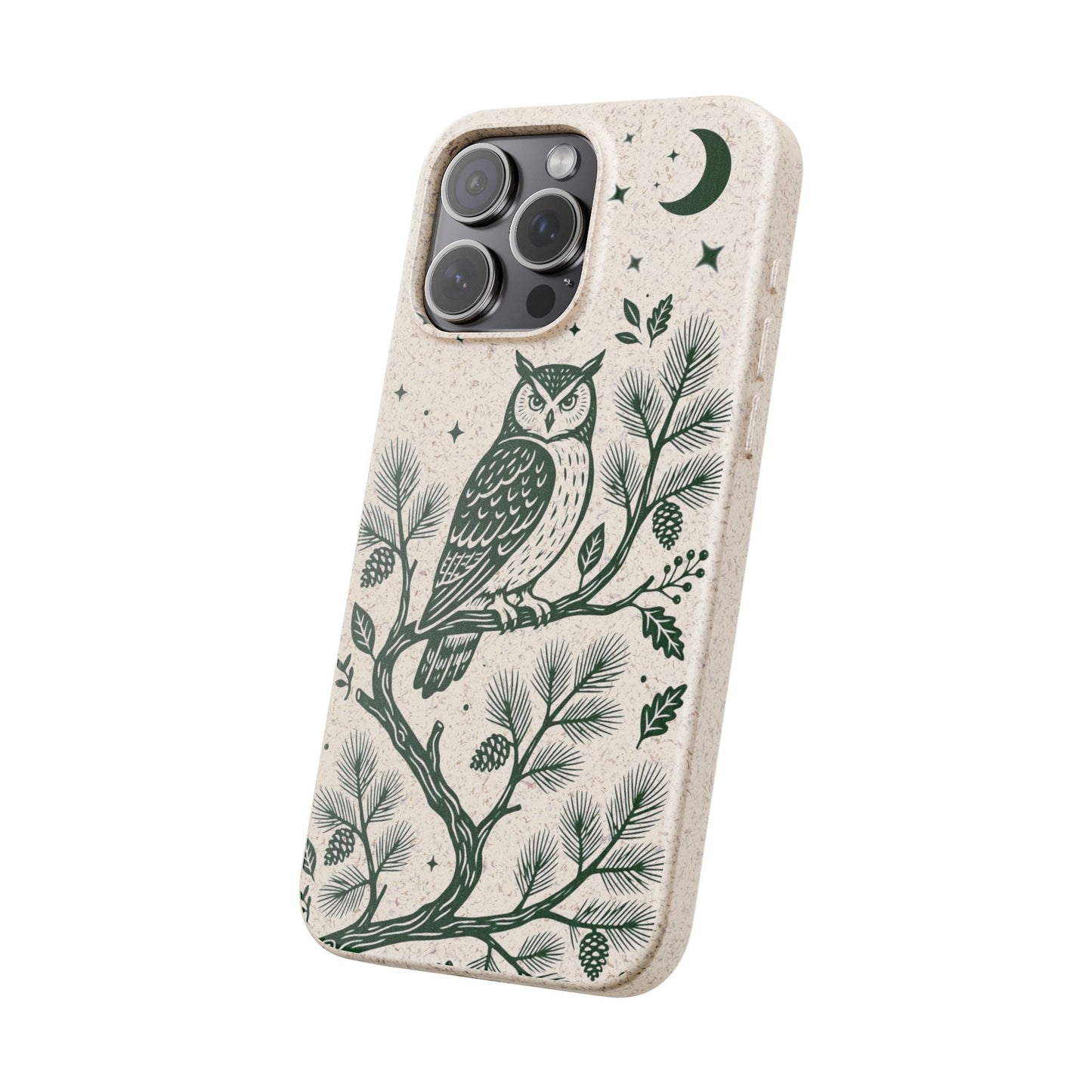 Cover Bio iphone Originale Gufo "Foresta Notturna" - Custodia Eco in Bambù & PLA