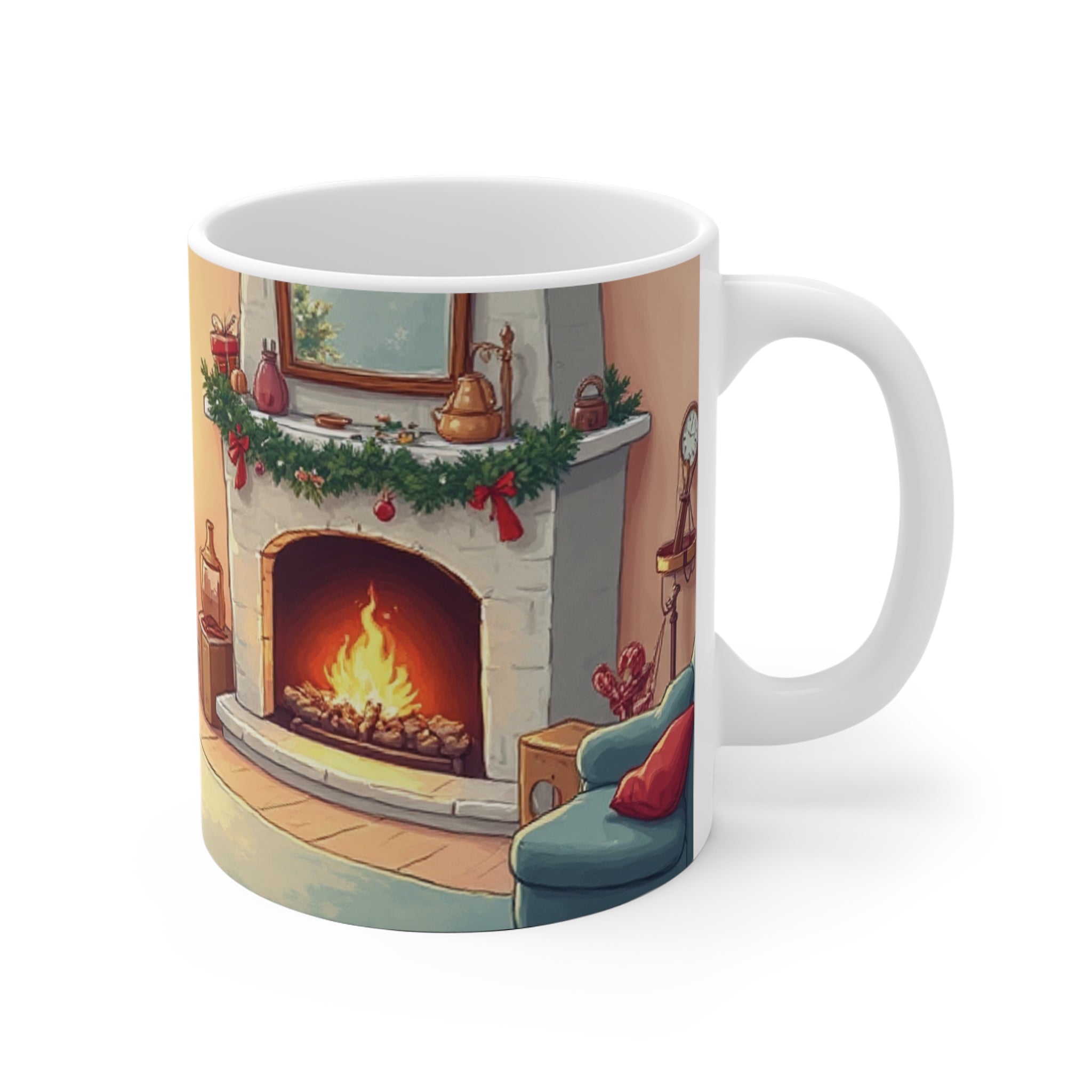 Tazza natalizia originale con camino acceso
