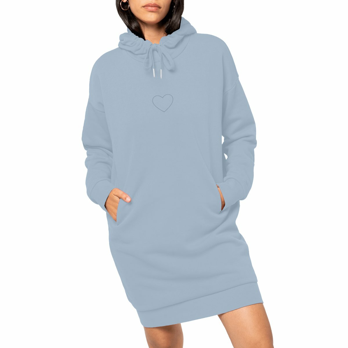 Abito felpa donna con cappuccio originale eco premium in cotone organico e poliestere riciclato