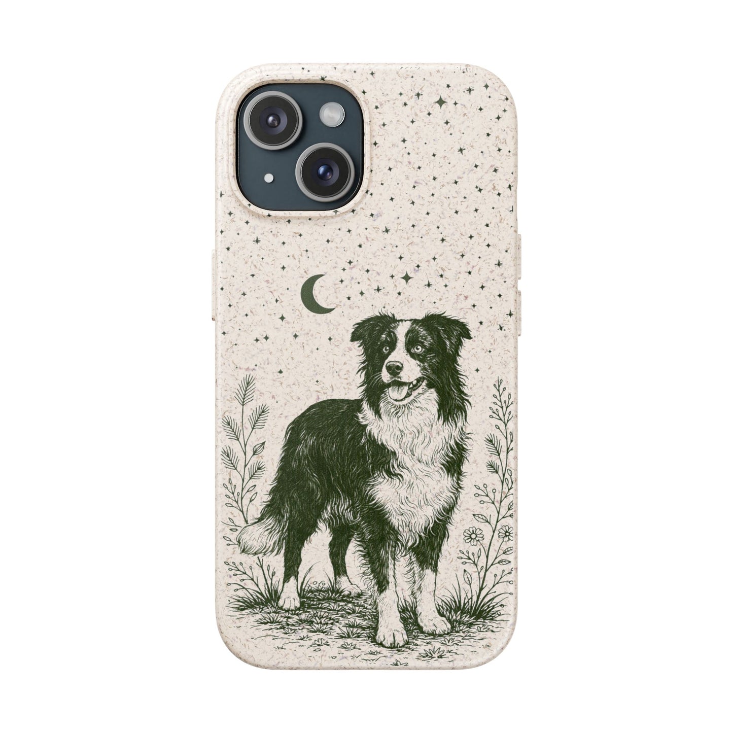 Cover iPhone biodegradabile originale Border Collie con design illustrato