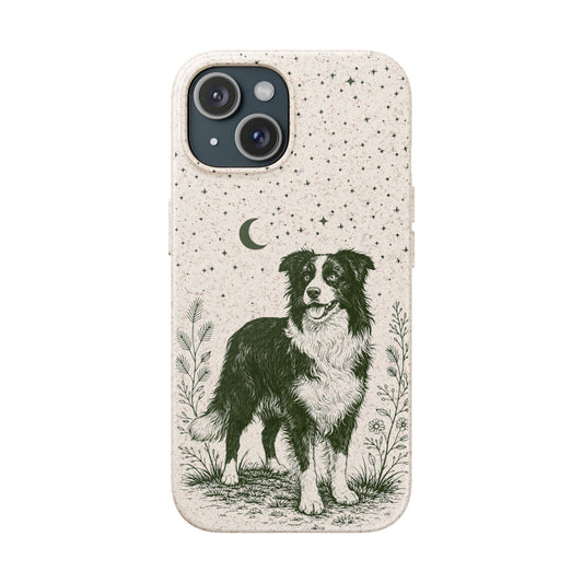 Cover iPhone biodegradabile originale Border Collie con design illustrato
