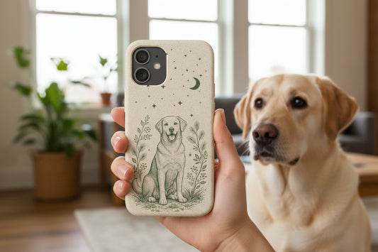 cover biodegradabile con immagine di labrador