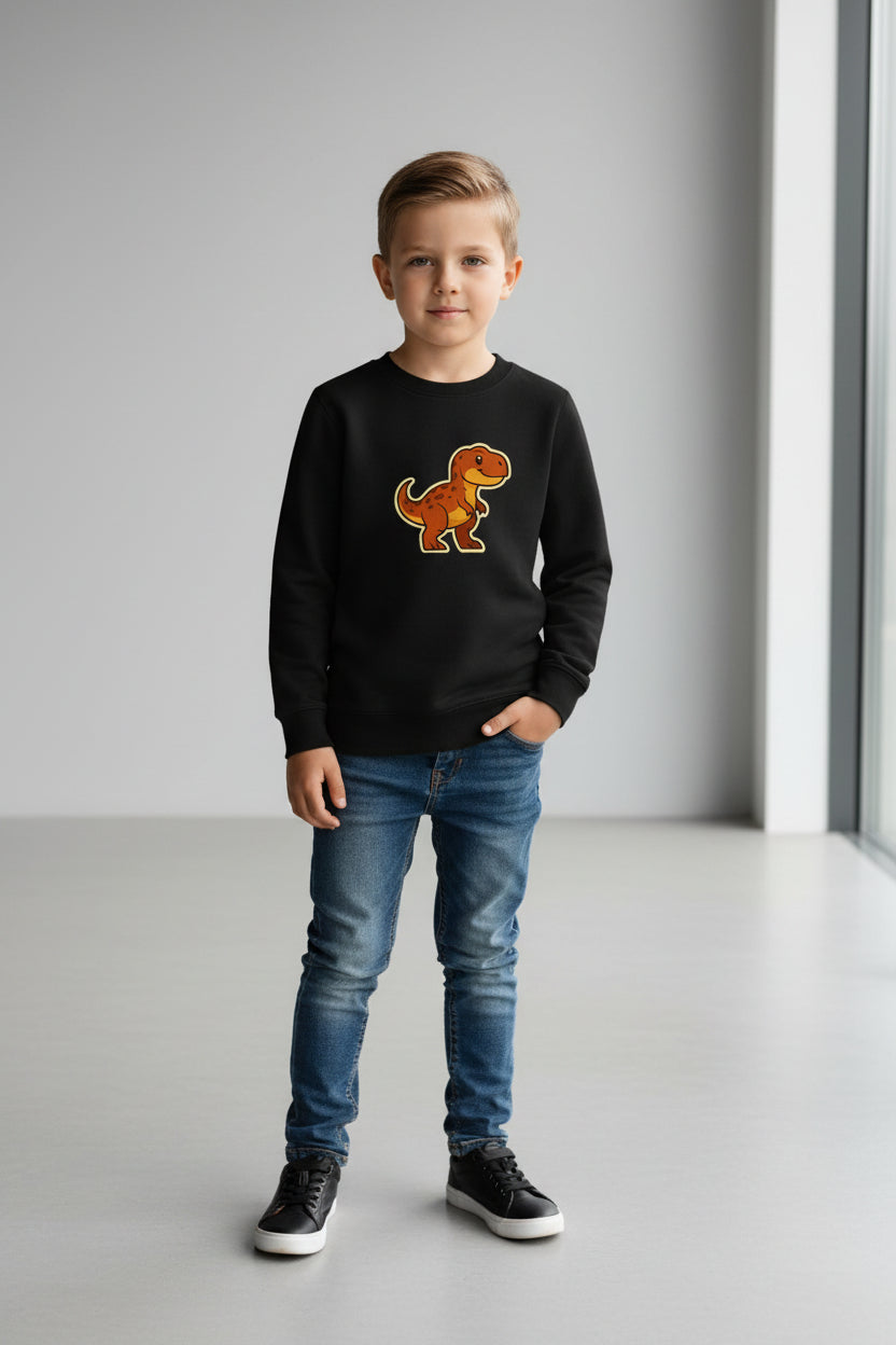 Felpa pesante bambino originale collezione Dinowow in cotone biologico caldo, abbigliamento bambini ecologico certificato GOTS.