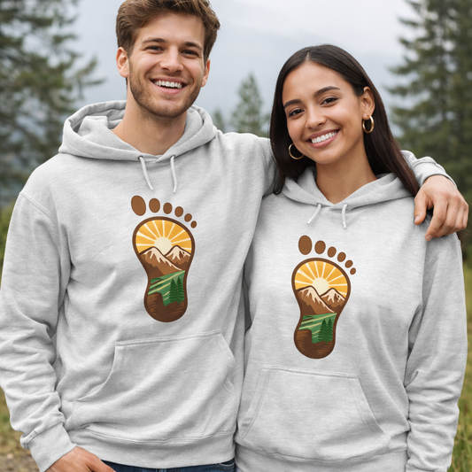 Felpa con cappuccio unisex in cotone biologico con design originale Piede Montagna