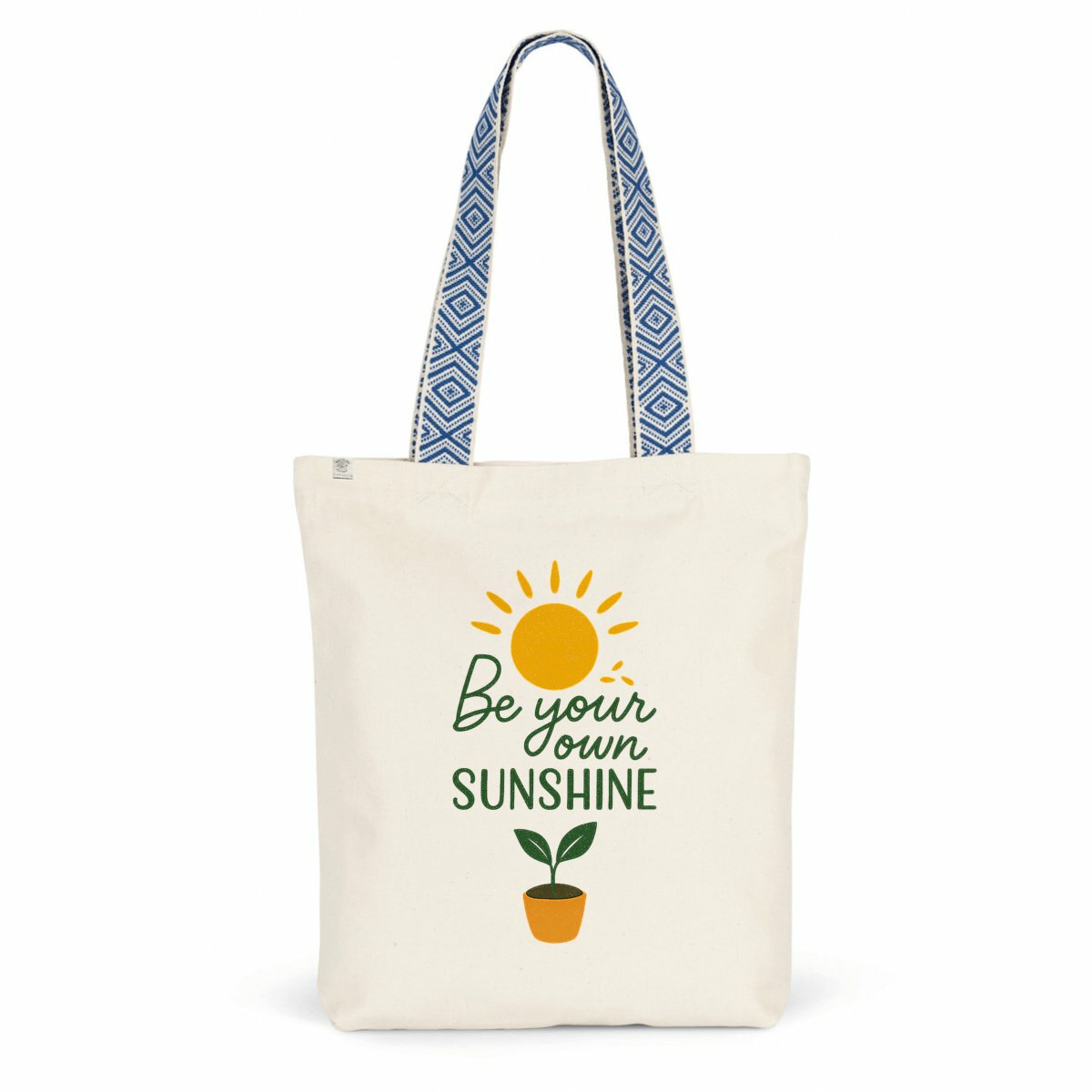 Tote Bag Originale Premium in Cotone Riciclato (con Tasca) - Design "Be Your Own Sunshine" - fronte_0