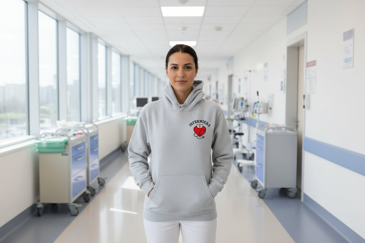 felpa cappuccio infermiera - fronte_grigioheather