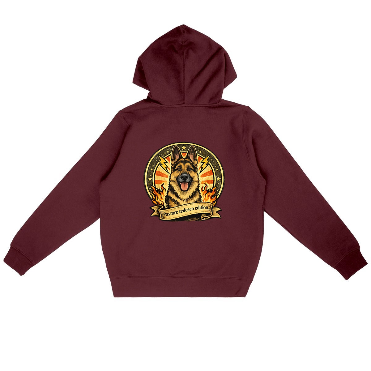 felpa con cappuccio pastore tedesco - retro_bordeaux