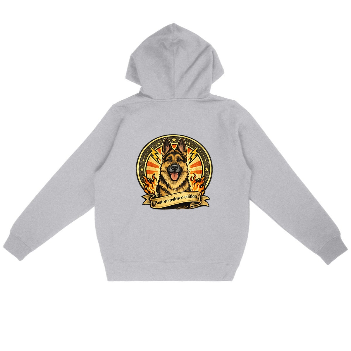 felpa con cappuccio pastore tedesco - retro_grigioheather
