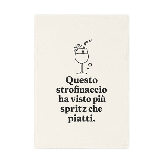 Strofinaccio originale per cucina e aperitivo in 100% cotone biologico, super assorbente e plastic free, idea regalo ironica
