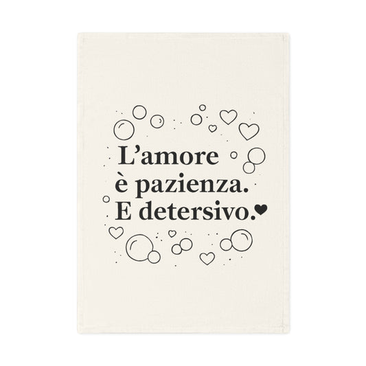 Strofinaccio in cotone biologico con frase per coppia